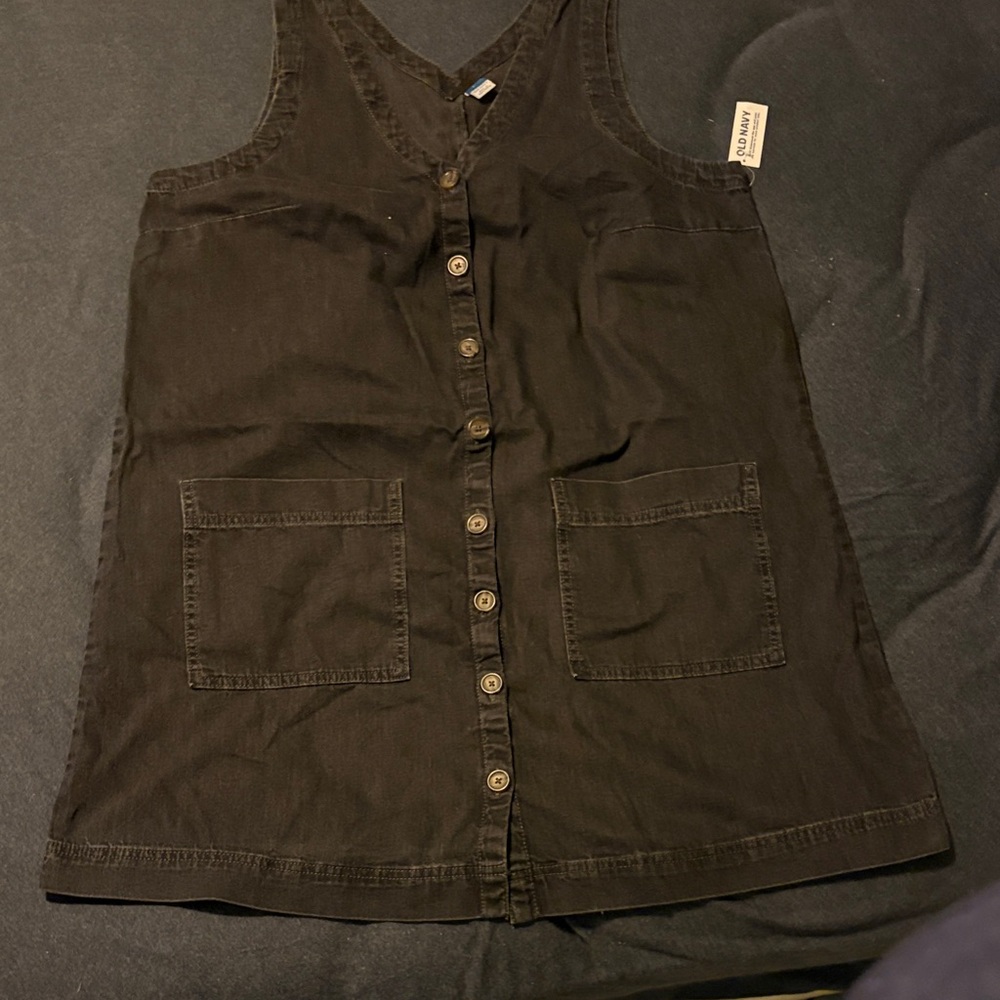 Black Button-Down Sleeveless Dress